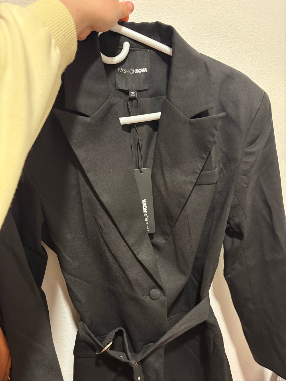 Fashion Nova Black Belted Tailored Blazer Jacket